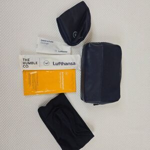 Lufthansa Premium Economy Amenity Kit Eye Mask Earplugs Socks Towel Blue Travel